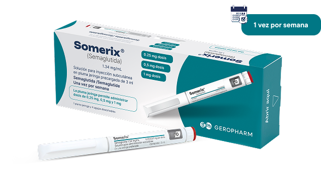 Envase y pluma precargada de Somerix® (semaglutida)